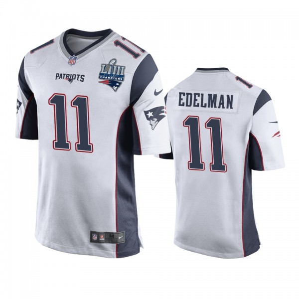 New England Patriots #11 Julian Edelman White Supe...