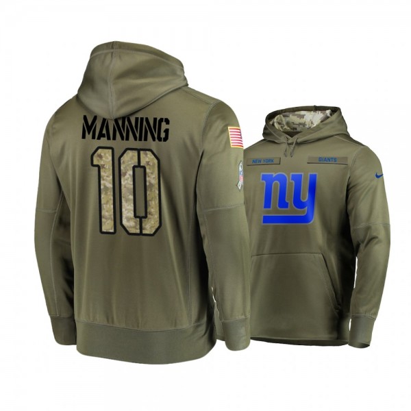 New York Giants Eli Manning Olive 2018 Salute To Service Hoodie - Men's