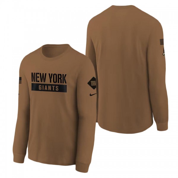 Youth New York Giants Brown 2023 NFL Salute To Service Long Sleeve T-Shirt