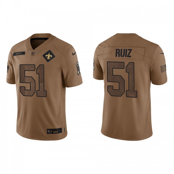 Men's New Orleans Saints Cesar Ruiz Brown 2023 NFL Salute To Service Limited Jersey