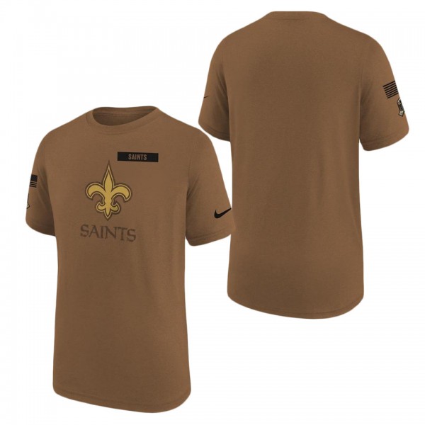 Youth New Orleans Saints Brown 2023 NFL Salute To Service Legend T-Shirt