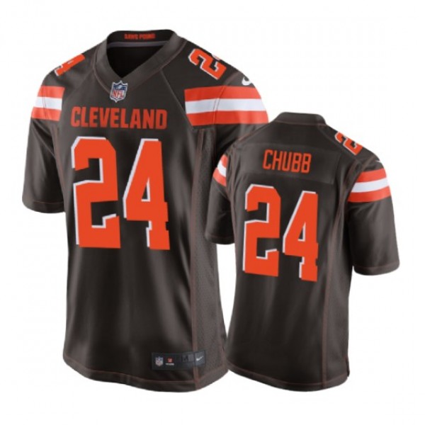 Cleveland Browns #24 Nick Chubb Brown Nike Game Je...