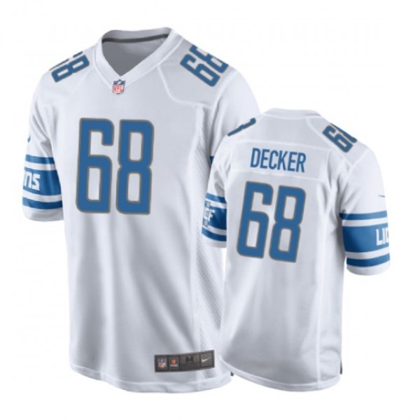 Detroit Lions #68 Taylor Decker White Nike Game Je...