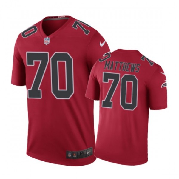 Atlanta Falcons #70 Jake Matthews Nike color rush Red Jersey