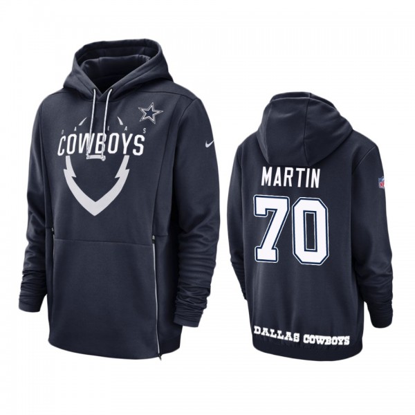 Dallas Cowboys #70 Zack Martin Navy Nike Sideline Lockup Hoodie - Men's