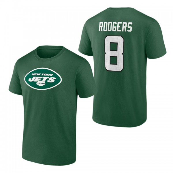 Men's New York Jets Aaron Rodgers Green Icon T-Shi...