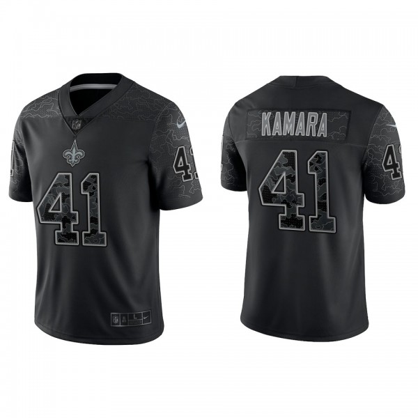 Alvin Kamara New Orleans Saints Black Reflective L...