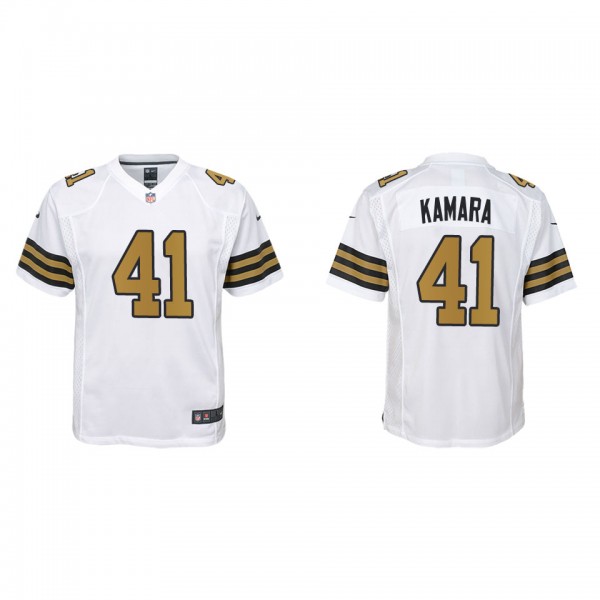 Youth Alvin Kamara New Orleans Saints White Alternate Game Jersey