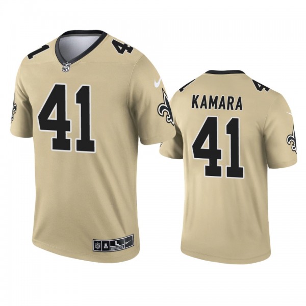 New Orleans Saints Alvin Kamara Gold 2021 Inverted...