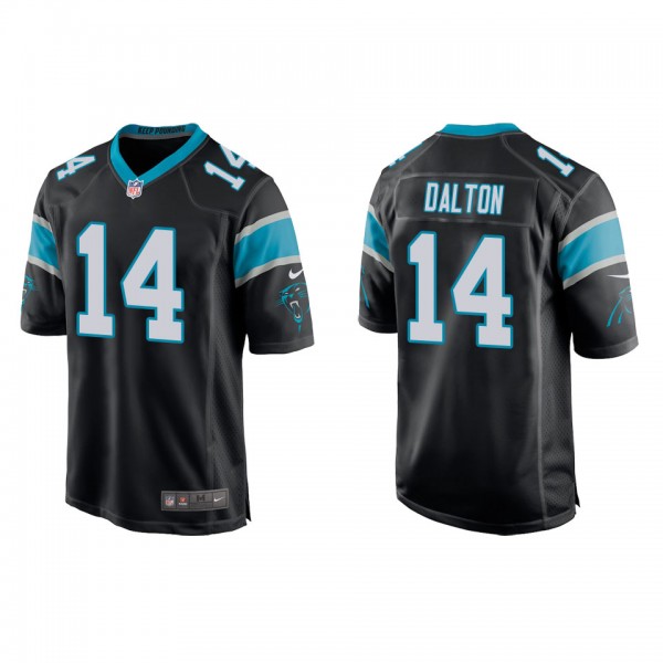 Men's Carolina Panthers Andy Dalton Black Game Jer...