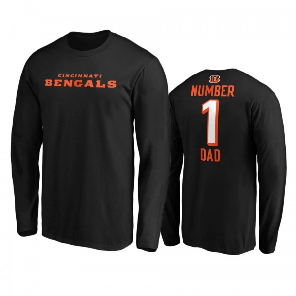 Cincinnati Bengals Black #1 Dad Long Sleeve T-Shir...