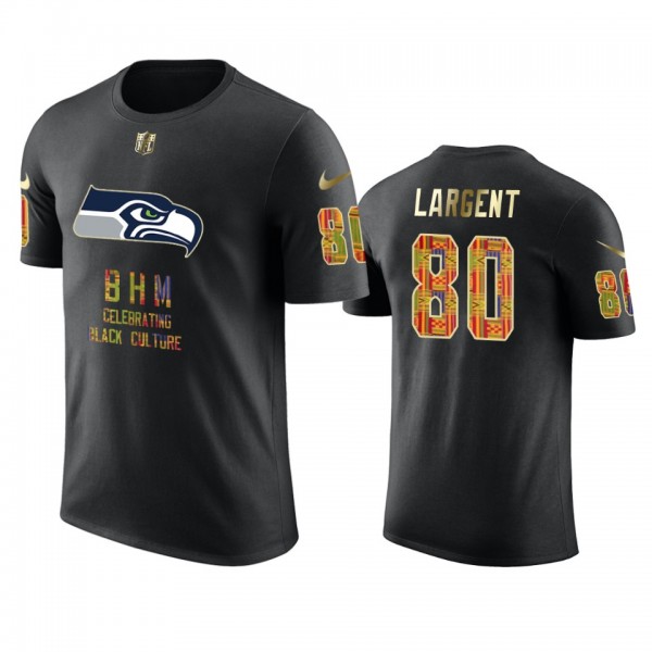 Seahawks #80 Steve Largent Black Black History Month T-Shirt - Men's