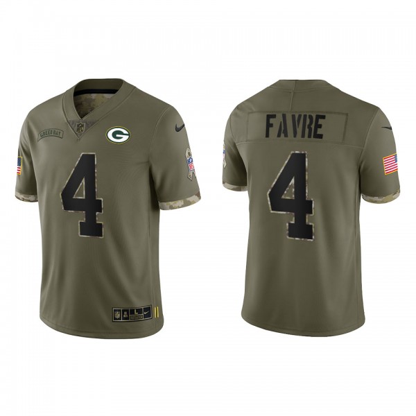 Brett Favre Green Bay Packers Olive 2022 Salute To Service Limited Jersey