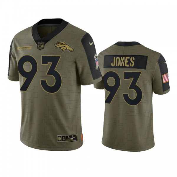 Denver Broncos Dre'mont Jones Olive 2021 Salute To Service Limited Jersey