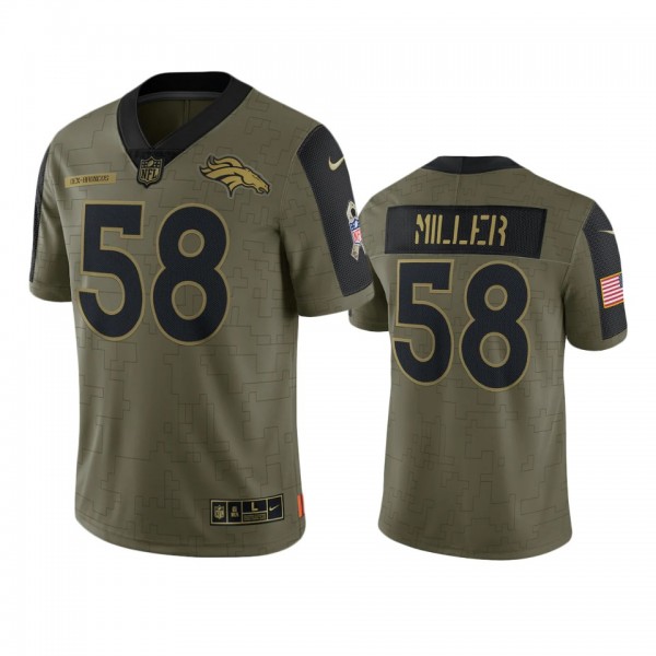 Denver Broncos Von Miller Olive 2021 Salute To Ser...