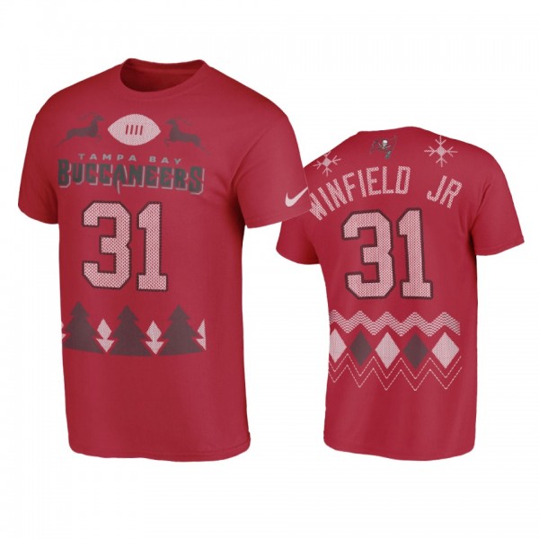 Tampa Bay Buccaneers Antoine Winfield Jr. Red 2020 Christmas Ugly Holiday T-Shirt