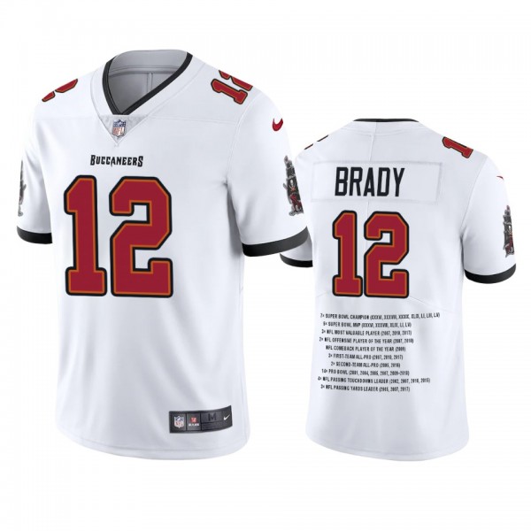 Tampa Bay Buccaneers Tom Brady White Career Highlight Limited Edition Jersey