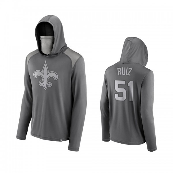 Cesar Ruiz New Orleans Saints Gray Rally On Transitional Face Covering Pullover Hoodie