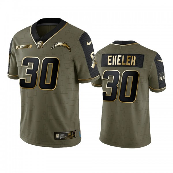 Los Angeles Chargers Austin Ekeler Olive Gold 2021 Salute To Service Limited Jersey