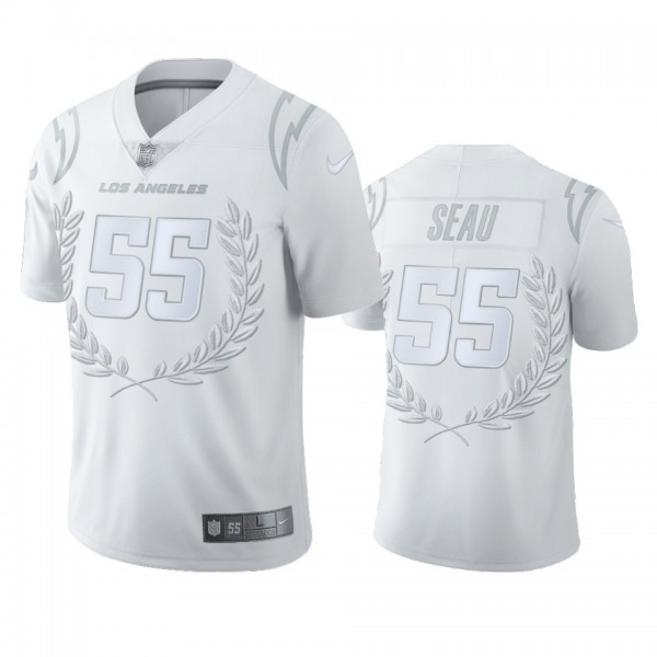 Los Angeles Chargers Junior Seau White Platinum Li...