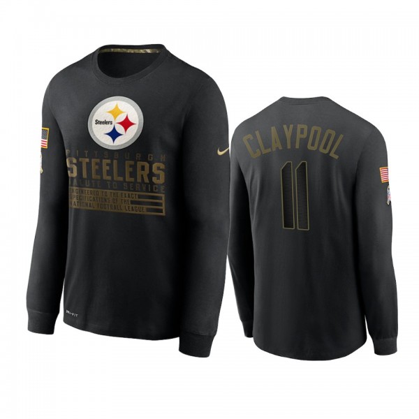Pittsburgh Steelers Chase Claypool Black 2020 Salute To Service Sideline Performance Long Sleeve T-shirt