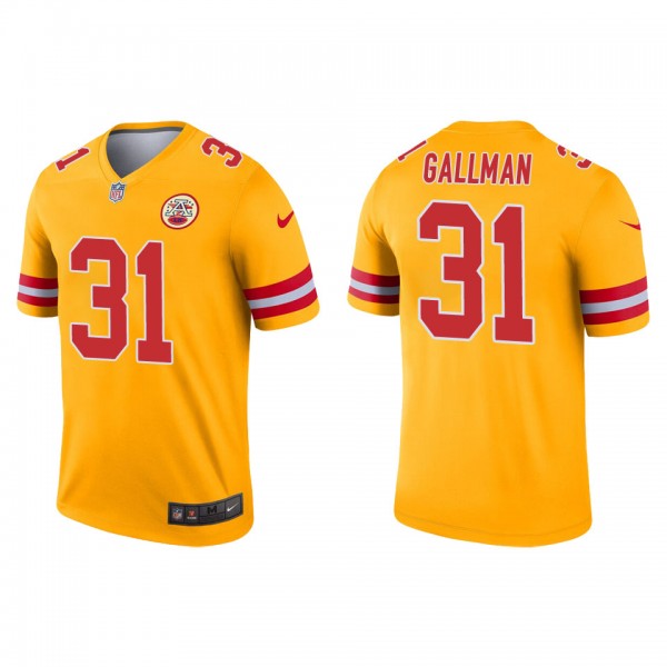 Men's Kansas City Chiefs Wayne Gallman Gold Invert...