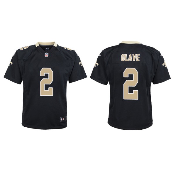 Youth New Orleans Saints Chris Olave Black Game Je...