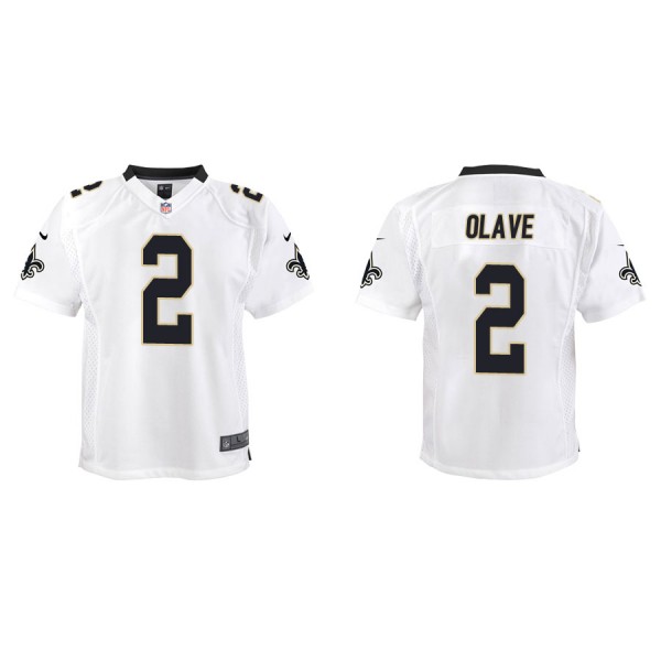 Youth New Orleans Saints Chris Olave White Game Je...