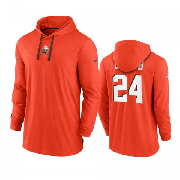 Men's Cleveland Browns Nick Chubb Orange Hoodie Tri-Blend Sideline Performance T-Shirt