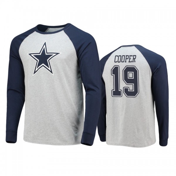Dallas Cowboys Amari Cooper Navy Gray Team Logo Powell Raglan Long Sleeve T-Shirt