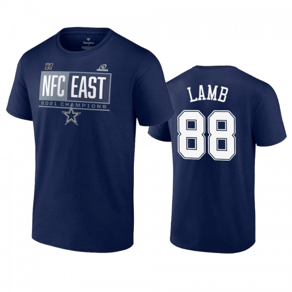 Dallas Cowboys CeeDee Lamb Navy 2021 NFC East Division Champions Blocked Favorite T-Shirt
