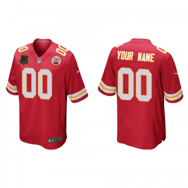 Men's Kansas City Chiefs Custom Red 50th Anniversa...