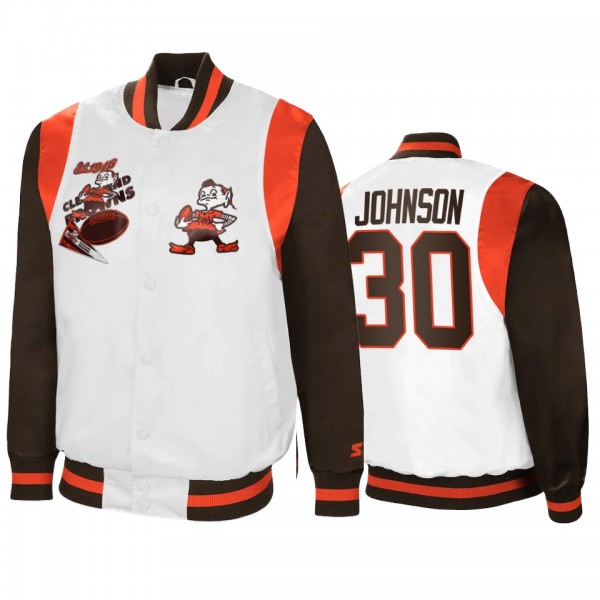 Cleveland Browns D'Ernest Johnson White Brown Retro The All-American Full-Snap Jacket