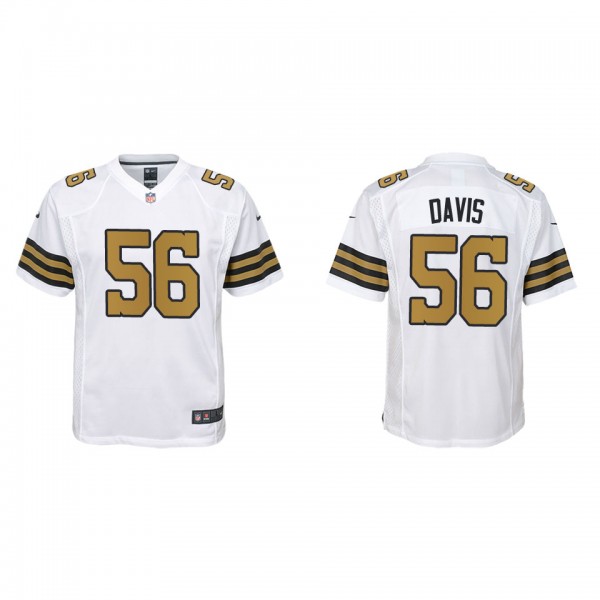 Youth Demario Davis New Orleans Saints White Alternate Game Jersey