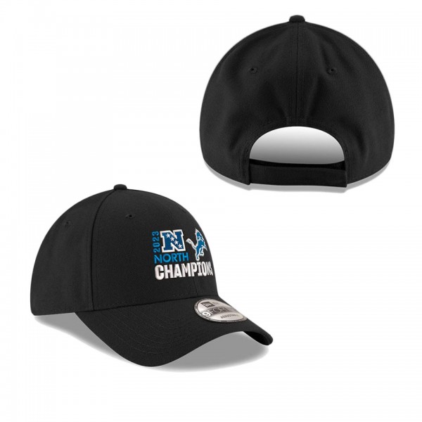 Men's Detroit Lions Black 2023 NFC North Division Champions 9FORTY Adjustable Hat