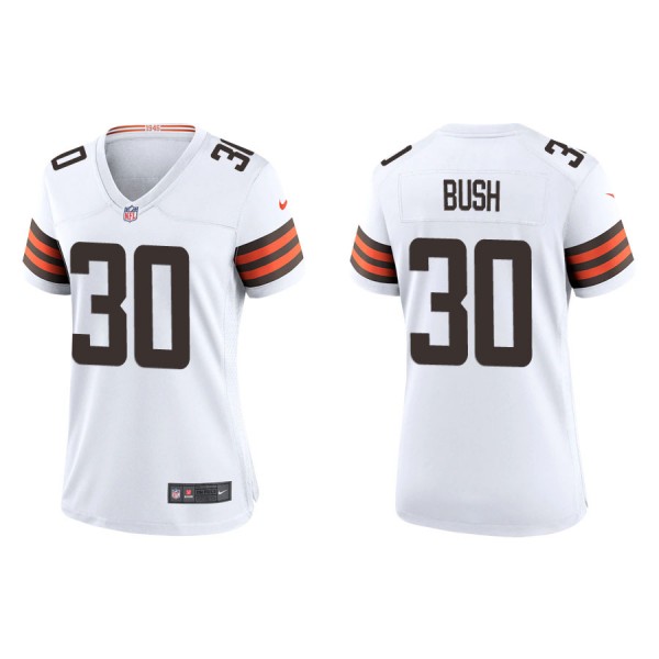 Women's Cleveland Browns Devin Bush White Game Jer...