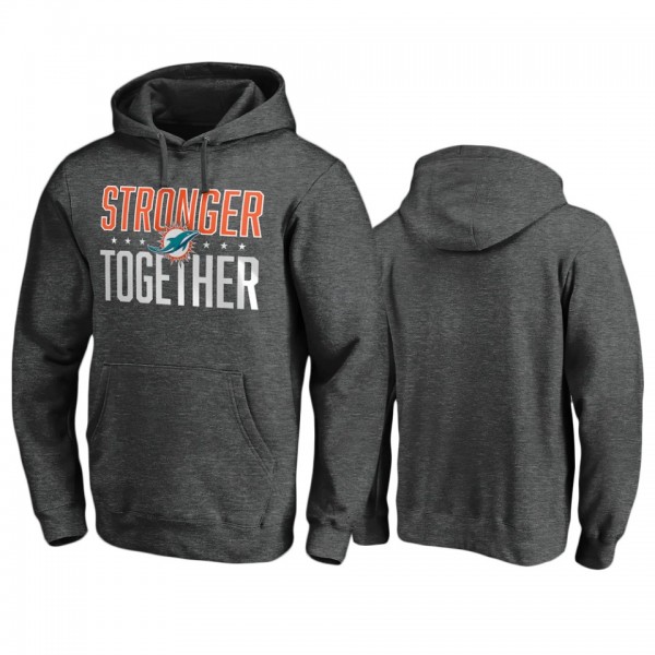 Miami Dolphins Heather Charcoal Stronger Together Pullover Hoodie