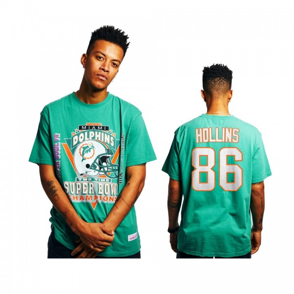 Miami Dolphins Mack Hollins Aqua Super Bowl Champions Vintage T-Shirt