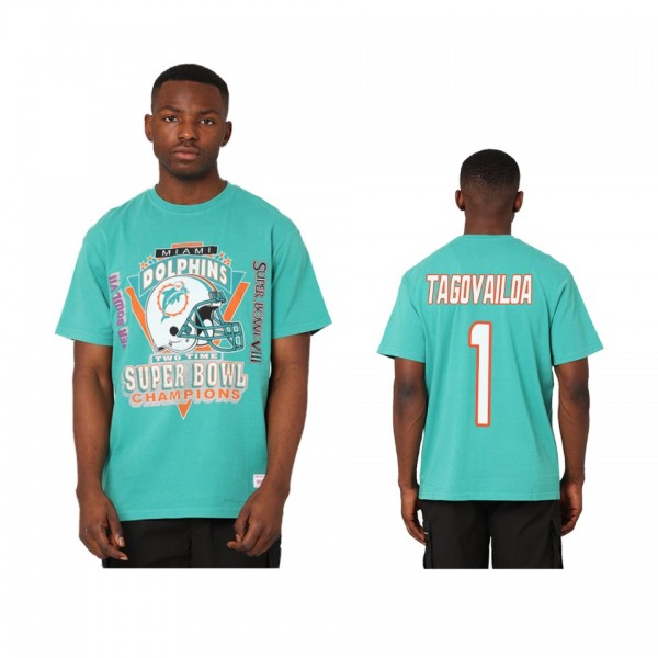 Miami Dolphins Tua Tagovailoa Teal Super Bowl Champions Vintage T-Shirt