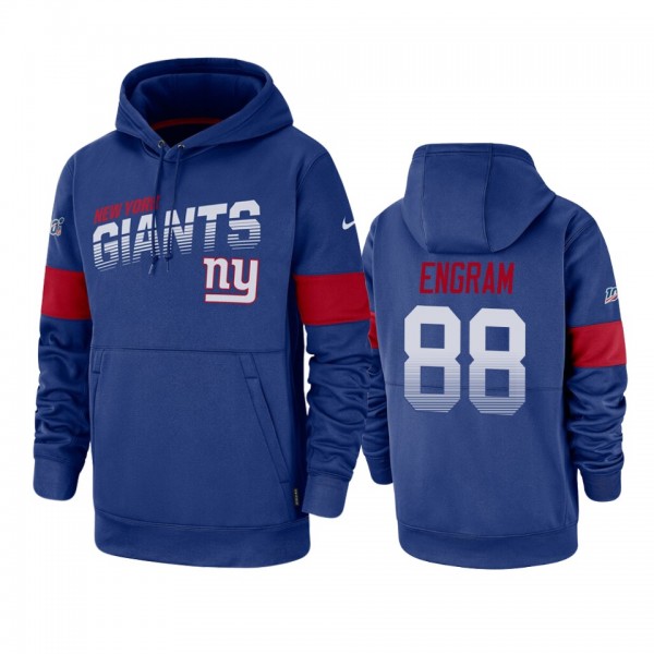 New York Giants Evan Engram Royal 100th Season Sideline Team Logo Hoodie