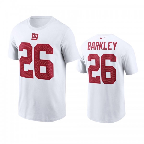 Men's New York Giants Saquon Barkley White Name &a...