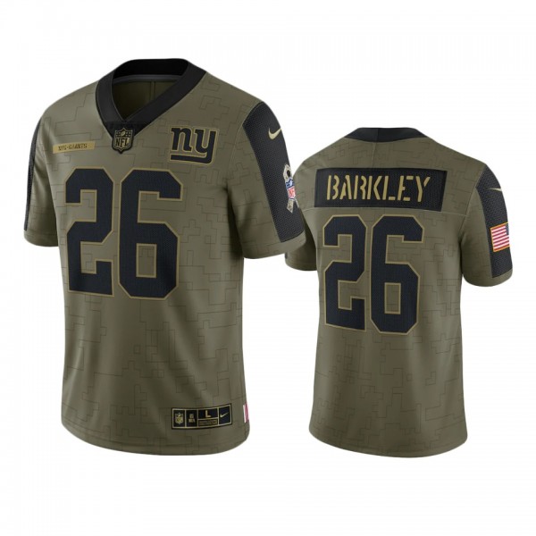 New York Giants Saquon Barkley Olive 2021 Salute T...