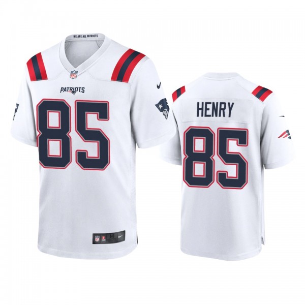 New England Patriots Hunter Henry White Game Jerse...