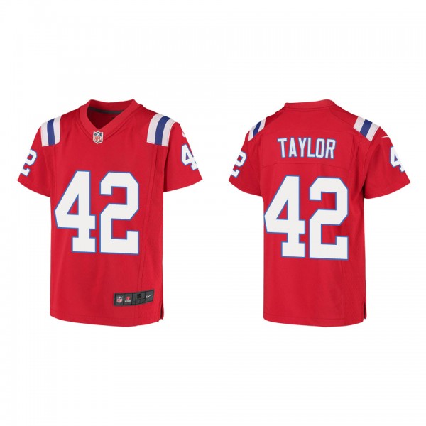 Youth J.J. Taylor New England Patriots Red Game Je...