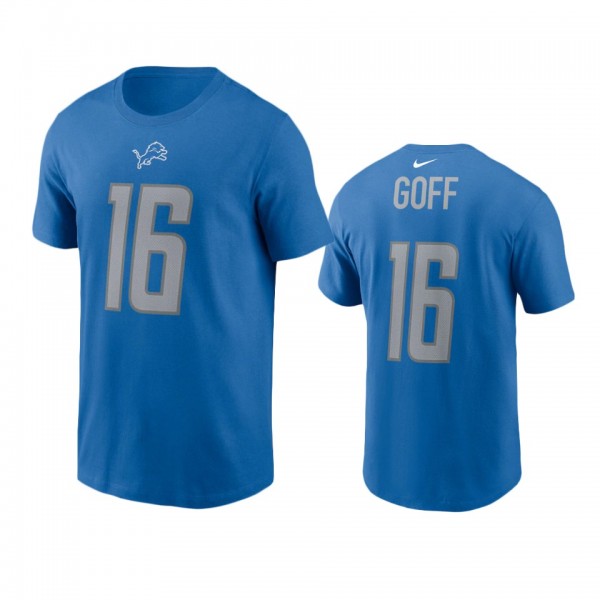 Detroit Lions Jared Goff Blue Name & Number T-...