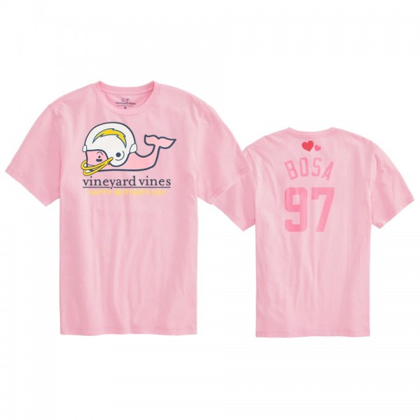 Women's Los Angeles Chargers Joey Bosa Pink 2020 Mother's Day T-Shirt