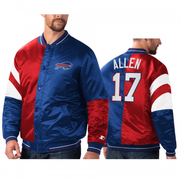 Buffalo Bills Josh Allen Royal Red Split Leader Varsity Full-Snap Jacket
