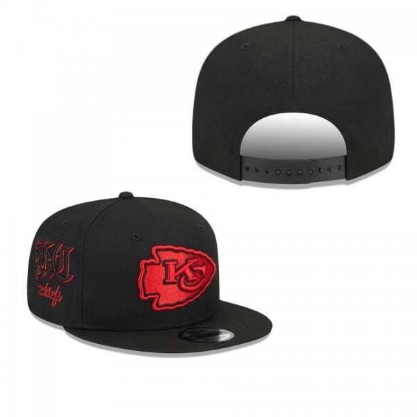 Men's Kansas City Chiefs Black Goth Side Script 9FIFTY Snapback Hat