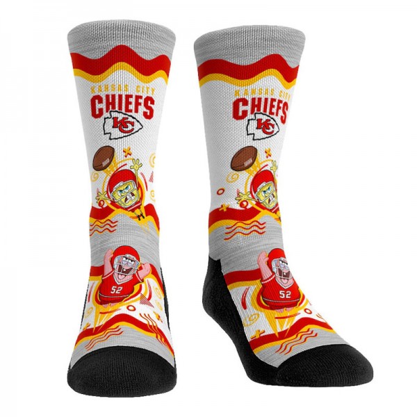 Kansas City Chiefs Rock Em Socks NFL x Nickelodeon Spongebob Squarepants Crew Socks