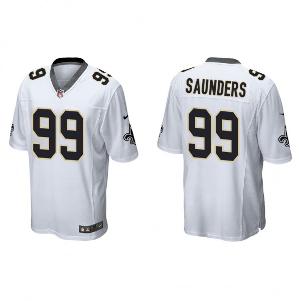 Men's Khalen Saunders New Orleans Saints White Gam...